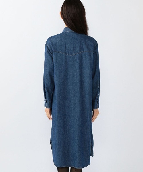Petit Honfleur（プチオンフルール）の「デニムシャツワンピース（シャツワンピース・レディース・サックスブルー/ネイビー・11号/9号）」の6枚目の写真