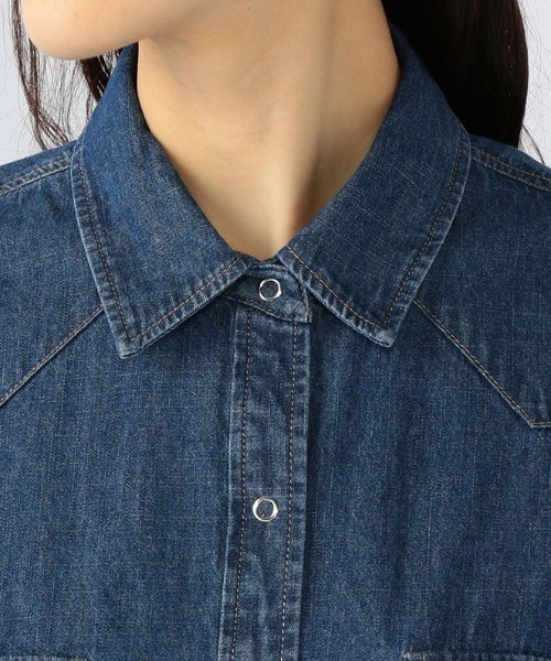 Petit Honfleur（プチオンフルール）の「デニムシャツワンピース（シャツワンピース・レディース・サックスブルー/ネイビー・11号/9号）」の7枚目の写真