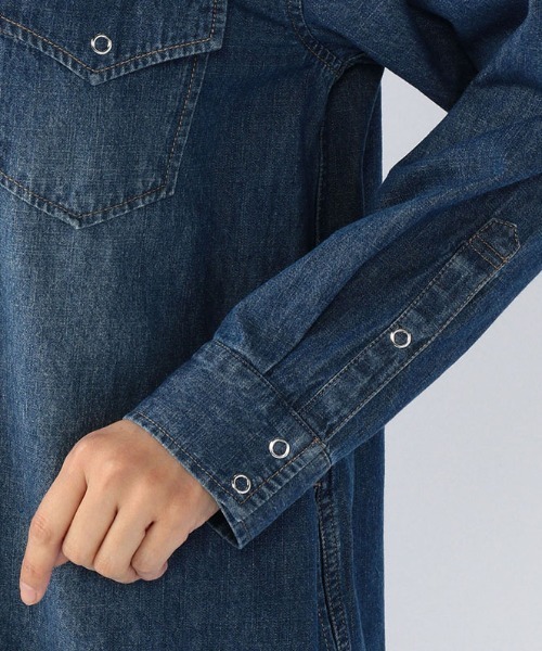 Petit Honfleur（プチオンフルール）の「デニムシャツワンピース（シャツワンピース・レディース・サックスブルー/ネイビー・11号/9号）」の10枚目の写真