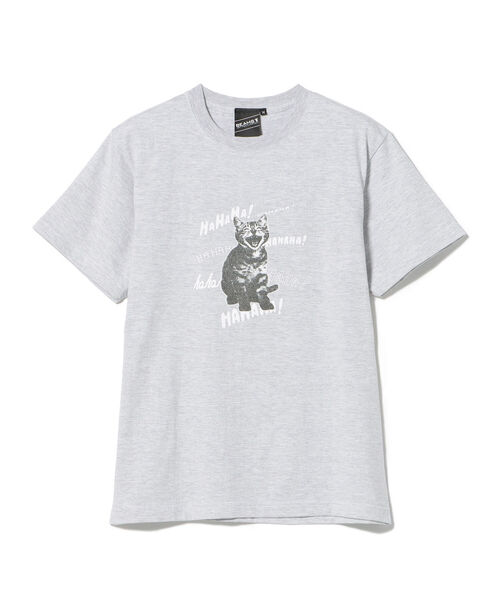 BEAMS T（ビームスティー）の「BEAMS T / HAHAHA Cat Tシャツ（Tシャツ/カットソー・メンズ・ライトグレー/ベージュ・SMALL/MEDIUM/LARGE/X-LARGE）」の5枚目の写真
