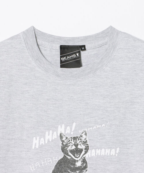 BEAMS T（ビームスティー）の「BEAMS T / HAHAHA Cat Tシャツ（Tシャツ/カットソー・メンズ・ライトグレー/ベージュ・SMALL/MEDIUM/LARGE/X-LARGE）」の6枚目の写真