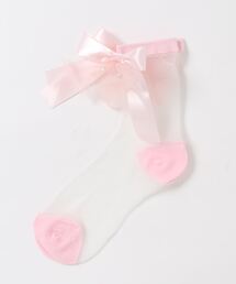 BODYLINE（ボディライン）の「レディース リボンパール付きシアーソックス（ソックス/靴下・キッズ）」