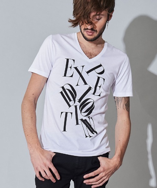 NO ID.(ノーアイディ)の「mt7141- メッセージプリントV-N-T Tシャツ(Tシャツ/カットソー・メンズ・ホワイト/ブラック/グレー・1/2)」の15枚目の写真