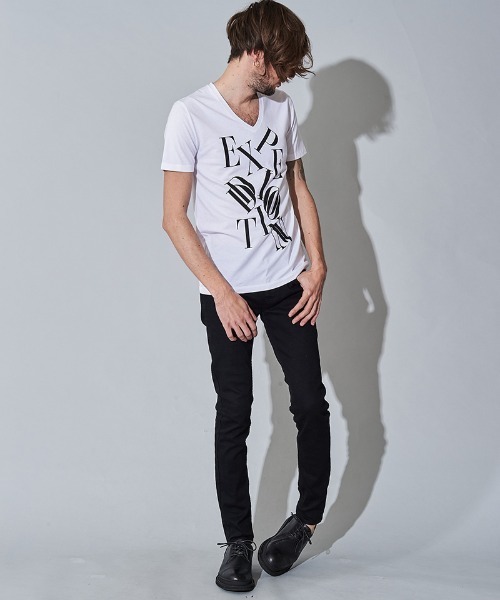 NO ID.(ノーアイディ)の「mt7141- メッセージプリントV-N-T Tシャツ(Tシャツ/カットソー・メンズ・ホワイト/ブラック/グレー・1/2)」の18枚目の写真