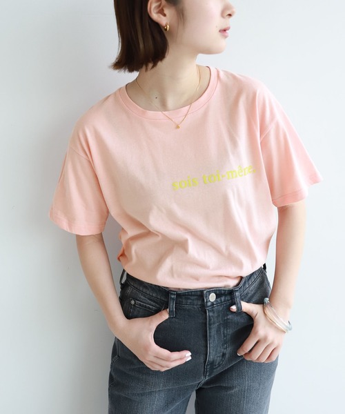 SLOBE citron.(スローブシトロン)の「SLOBE citron. sois toi Tシャツ【手洗い可能】◆(Tシャツ/カットソー・レディース・ホワイト/ナチュラル/サックスブルー/ピンク・FREE)」の4枚目の写真