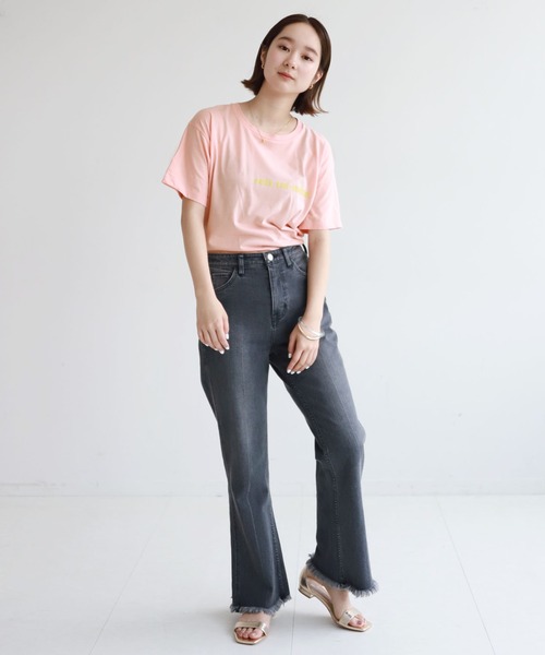 SLOBE citron.(スローブシトロン)の「SLOBE citron. sois toi Tシャツ【手洗い可能】◆(Tシャツ/カットソー・レディース・ホワイト/ナチュラル/サックスブルー/ピンク・FREE)」の19枚目の写真