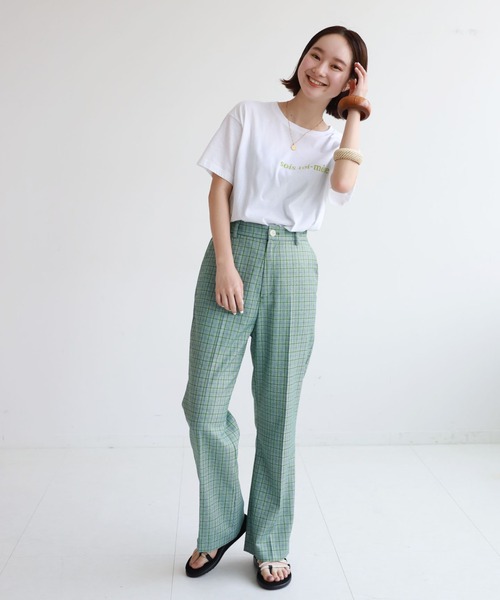 SLOBE citron.(スローブシトロン)の「SLOBE citron. sois toi Tシャツ【手洗い可能】◆(Tシャツ/カットソー・レディース・ホワイト/ナチュラル/サックスブルー/ピンク・FREE)」の18枚目の写真