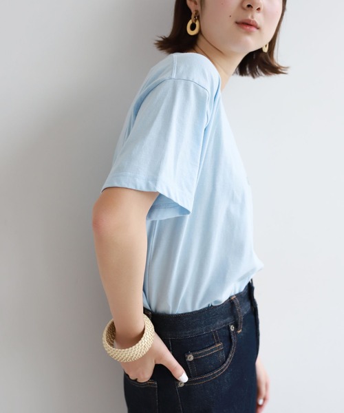 SLOBE citron.(スローブシトロン)の「SLOBE citron. sois toi Tシャツ【手洗い可能】◆(Tシャツ/カットソー・レディース・ホワイト/ナチュラル/サックスブルー/ピンク・FREE)」の10枚目の写真