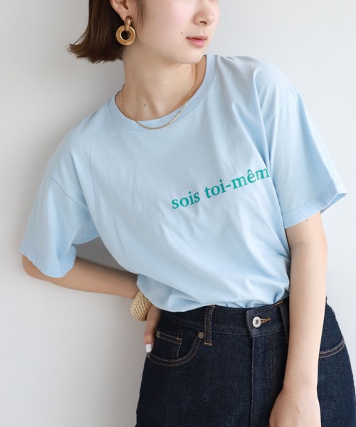 SLOBE citron.(スローブシトロン)の「SLOBE citron. sois toi Tシャツ【手洗い可能】◆(Tシャツ/カットソー・レディース・ホワイト/ナチュラル/サックスブルー/ピンク・FREE)」の9枚目の写真