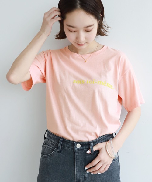 SLOBE citron.(スローブシトロン)の「SLOBE citron. sois toi Tシャツ【手洗い可能】◆(Tシャツ/カットソー・レディース・ホワイト/ナチュラル/サックスブルー/ピンク・FREE)」の6枚目の写真