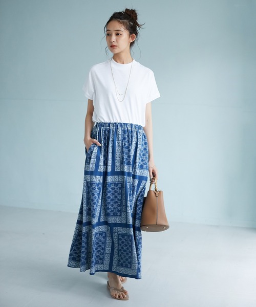 CRAFT STANDARD BOUTIQUE(クラフトスタンダードブティック)の「パネル柄マキシスカート *◇(スカート・レディース・インディゴブルー・M/L)」の3枚目の写真