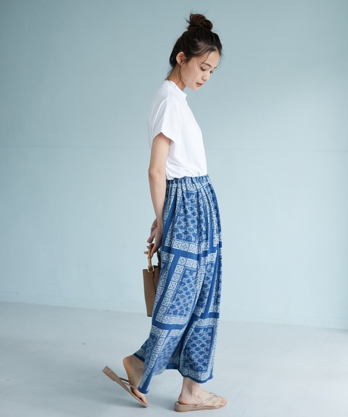 CRAFT STANDARD BOUTIQUE(クラフトスタンダードブティック)の「パネル柄マキシスカート *◇(スカート・レディース・インディゴブルー・M/L)」の4枚目の写真