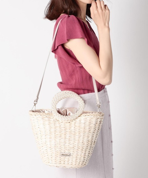 MISCH MASCH(ミッシュマッシュ)の「Pearl Handleミドルかごバッグ(かごバッグ・レディース・ブラック/ピンク・FREE)」の19枚目の写真