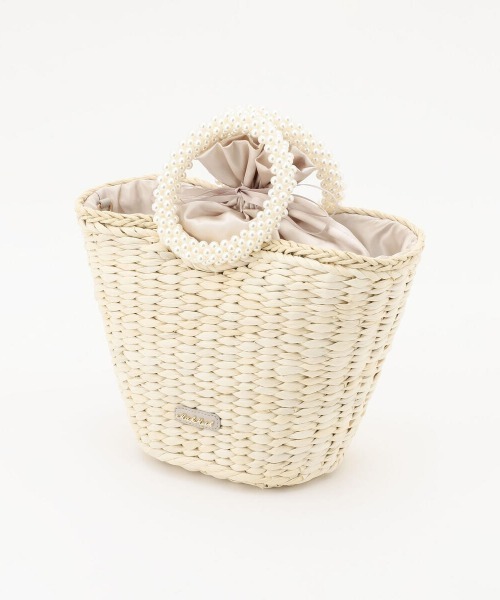 MISCH MASCH(ミッシュマッシュ)の「Pearl Handleミドルかごバッグ(かごバッグ・レディース・ブラック/ピンク・FREE)」の10枚目の写真