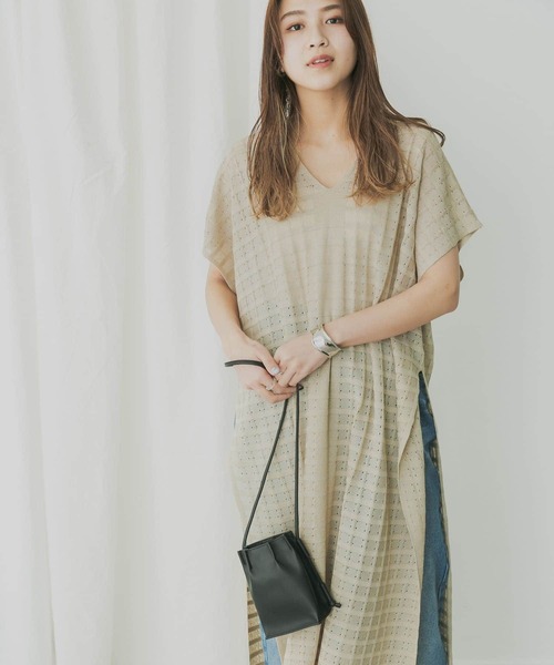 KBF+（ケービーエフプラス）の「KBF+　柄編みニットポンチョ（ニット/セーター・レディース・ベージュ/ライトブラウン・ONE）」の10枚目の写真