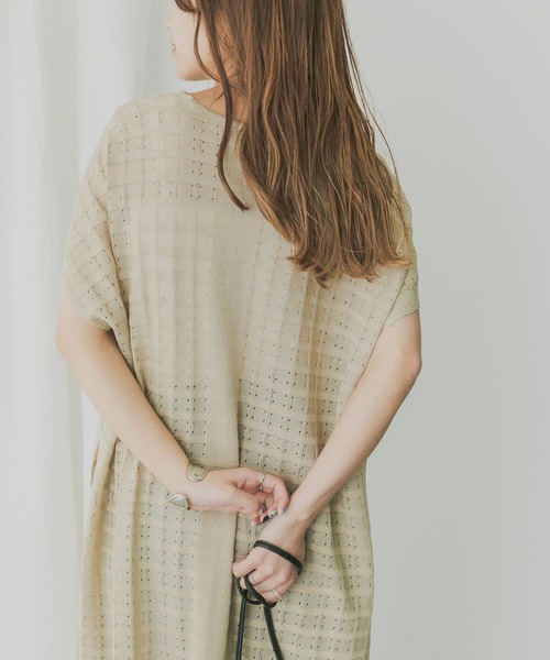 KBF+（ケービーエフプラス）の「KBF+　柄編みニットポンチョ（ニット/セーター・レディース・ベージュ/ライトブラウン・ONE）」の12枚目の写真