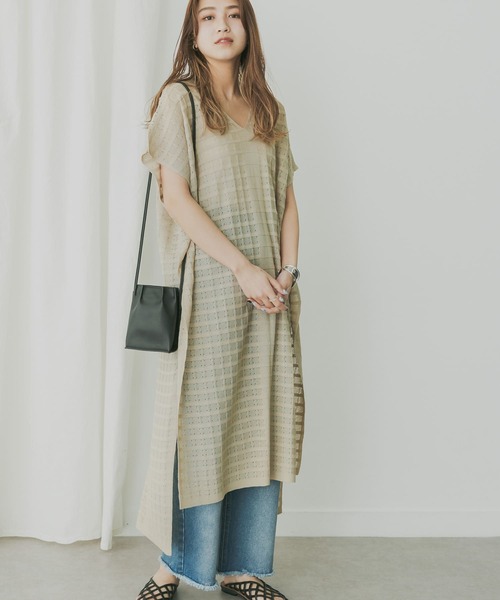 KBF+（ケービーエフプラス）の「KBF+　柄編みニットポンチョ（ニット/セーター・レディース・ベージュ/ライトブラウン・ONE）」の13枚目の写真