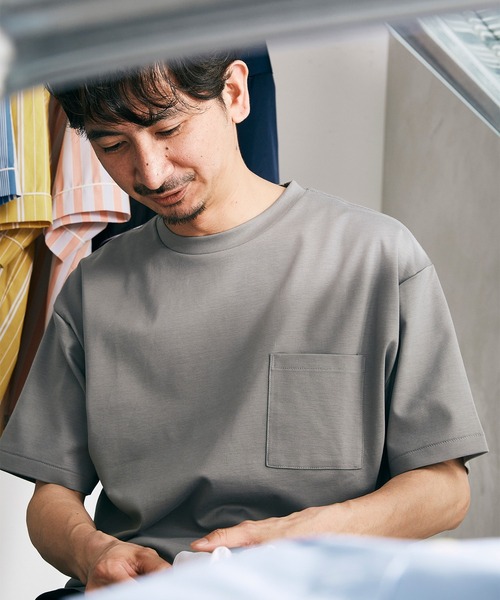 JOURNAL STANDARD relume（ジャーナルスタンダード　レリューム）の「40/-ポンチ TEE / 無地T（Tシャツ/カットソー・メンズ・オリーブ/サックスブルー/ネイビー/ライトグレー/ホワイト・SMALL/MEDIUM/LARGE）」の4枚目の写真