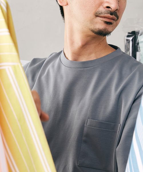 JOURNAL STANDARD relume（ジャーナルスタンダード　レリューム）の「40/-ポンチ TEE / 無地T（Tシャツ/カットソー・メンズ・オリーブ/サックスブルー/ネイビー/ライトグレー/ホワイト・SMALL/MEDIUM/LARGE）」の5枚目の写真