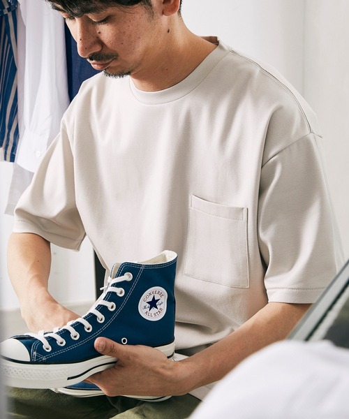 JOURNAL STANDARD relume（ジャーナルスタンダード　レリューム）の「40/-ポンチ TEE / 無地T（Tシャツ/カットソー・メンズ・オリーブ/サックスブルー/ネイビー/ライトグレー/ホワイト・SMALL/MEDIUM/LARGE）」の3枚目の写真