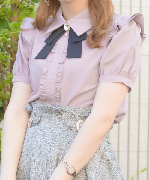 ROJITA（ロジータ）の「ブローチ付き飾りリボンブラウス（シャツ/ブラウス・レディース・ベージュ/ピンク/ホワイト・FREE）」の13枚目の写真