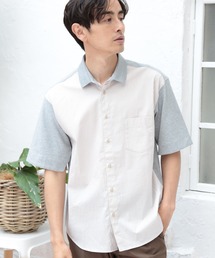 ストライプ×カノコ半袖シャツ