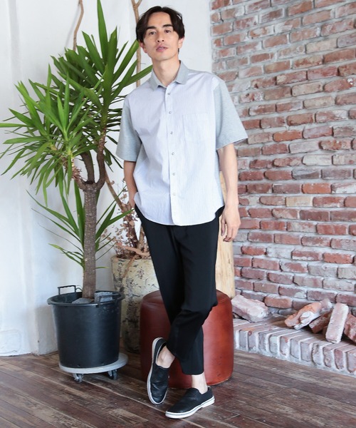 UNION STATION（ユニオンステーション）の「ストライプ×カノコ半袖シャツ（Tシャツ/カットソー・メンズ・ベージュ/ネイビー/グレー・LL/M/L）」の9枚目の写真