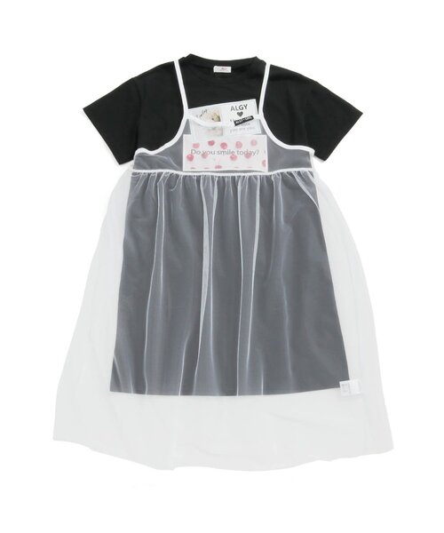 algy（アルジー）の「チュールキャミワンピ＆Tワンピセット（ワンピース・キッズ・ブラック/ピンク/オフホワイト・SMALL/MEDIUM/X-SMALL/XX-SMALL/XXX-SMALL）」の3枚目の写真