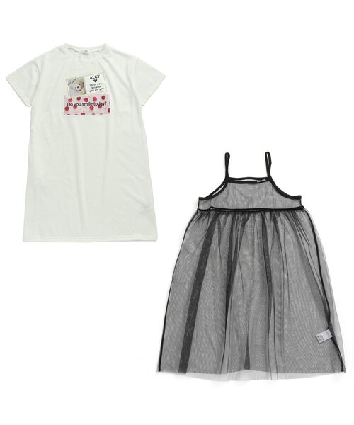 algy（アルジー）の「チュールキャミワンピ＆Tワンピセット（ワンピース・キッズ・ブラック/ピンク/オフホワイト・SMALL/MEDIUM/X-SMALL/XX-SMALL/XXX-SMALL）」の12枚目の写真