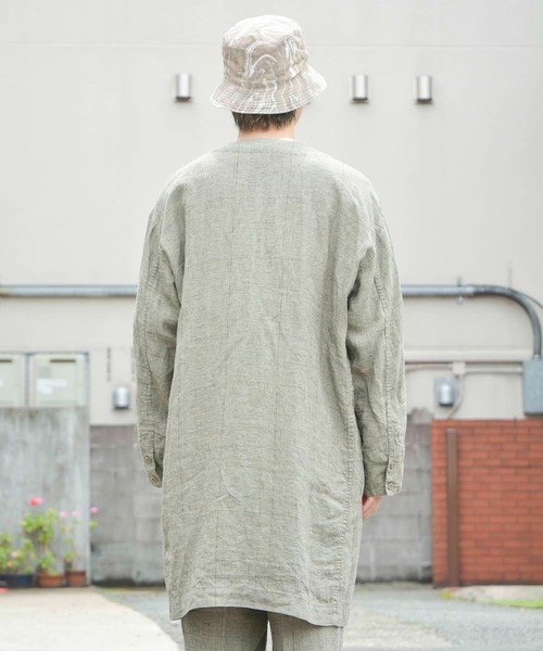 Johnbull（ジョンブル）の「リネンロングシャツジャケット（ノーカラー