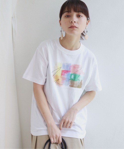 HER CLOSET(ハークローゼット)の「【HERCLOSET】アート柄プリントT(Tシャツ/カットソー・レディース・ホワイト系その他2/ホワイト/ホワイト系その他・S/M)」の1枚目の写真