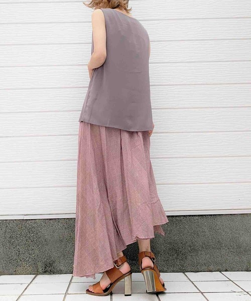 Q（キュー）の「グレンチェックプリーツスカート（スカート・レディース・グリーン系その他/レッド系その他・MEDIUM）」の6枚目の写真