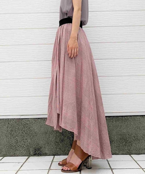 Q（キュー）の「グレンチェックプリーツスカート（スカート・レディース・グリーン系その他/レッド系その他・MEDIUM）」の4枚目の写真