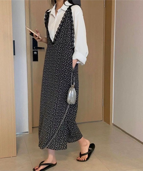 SVEC(シュベック)の「ノースリーブ ロング 花柄 レース ワンピース(ワンピース・レディース・ブラック・FREE)」の6枚目の写真