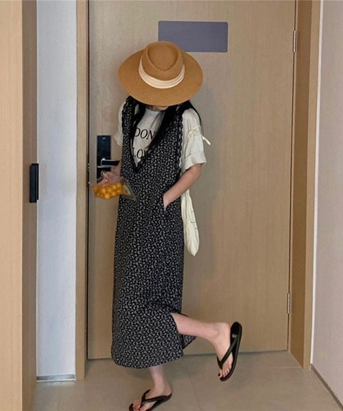 SVEC(シュベック)の「ノースリーブ ロング 花柄 レース ワンピース(ワンピース・レディース・ブラック・FREE)」の7枚目の写真