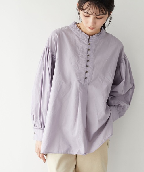 CRAFT STANDARD BOUTIQUE（クラフトスタンダードブティック）の「ピコカット刺繍カラーブラウス　＊◇（シャツ/ブラウス・レディース・ブラック/アイボリー/モカ/ライトパープル・FREE）」の4枚目の写真