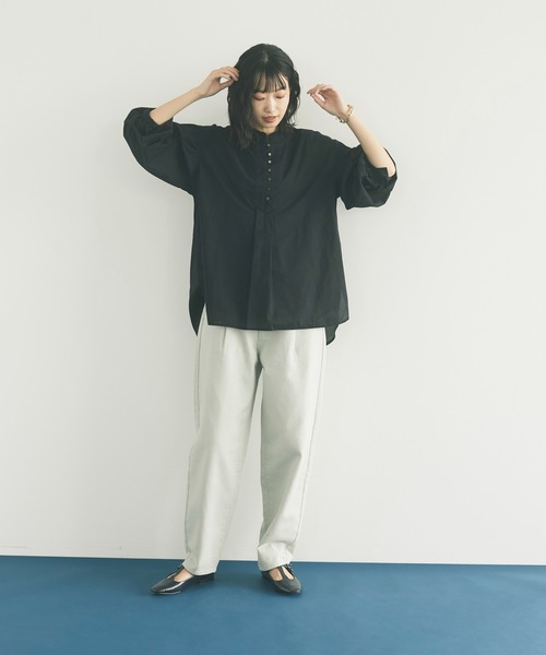 CRAFT STANDARD BOUTIQUE（クラフトスタンダードブティック）の「ピコカット刺繍カラーブラウス　＊◇（シャツ/ブラウス・レディース・ブラック/アイボリー/モカ/ライトパープル・FREE）」の13枚目の写真