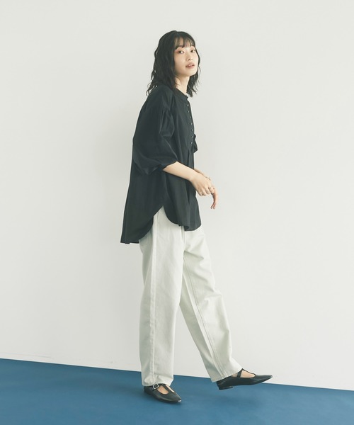 CRAFT STANDARD BOUTIQUE（クラフトスタンダードブティック）の「ピコカット刺繍カラーブラウス　＊◇（シャツ/ブラウス・レディース・ブラック/アイボリー/モカ/ライトパープル・FREE）」の7枚目の写真