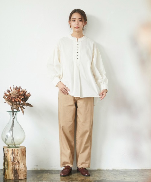 CRAFT STANDARD BOUTIQUE（クラフトスタンダードブティック）の「ピコカット刺繍カラーブラウス　＊◇（シャツ/ブラウス・レディース・ブラック/アイボリー/モカ/ライトパープル・FREE）」の17枚目の写真