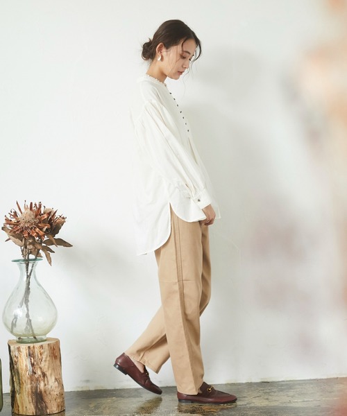 CRAFT STANDARD BOUTIQUE（クラフトスタンダードブティック）の「ピコカット刺繍カラーブラウス　＊◇（シャツ/ブラウス・レディース・ブラック/アイボリー/モカ/ライトパープル・FREE）」の18枚目の写真