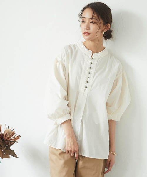 CRAFT STANDARD BOUTIQUE（クラフトスタンダードブティック）の「ピコカット刺繍カラーブラウス　＊◇（シャツ/ブラウス・レディース・ブラック/アイボリー/モカ/ライトパープル・FREE）」の19枚目の写真