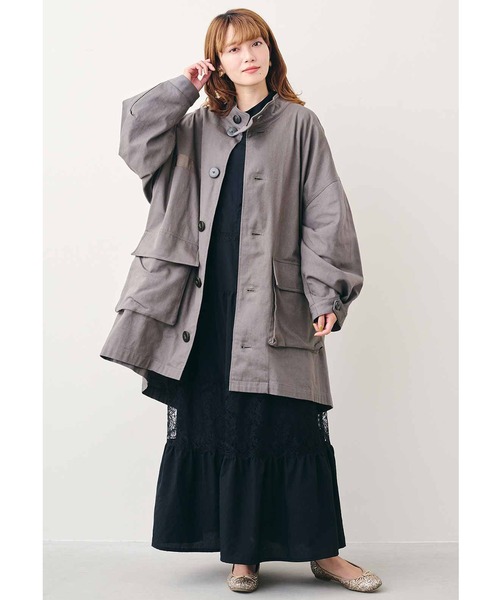 MEDE19F(メデジュウキュウ)の「MEDE19F バックサテンのオーバーサイズモッズコート(モッズコート・レディース・カーキ・2/1)」の10枚目の写真