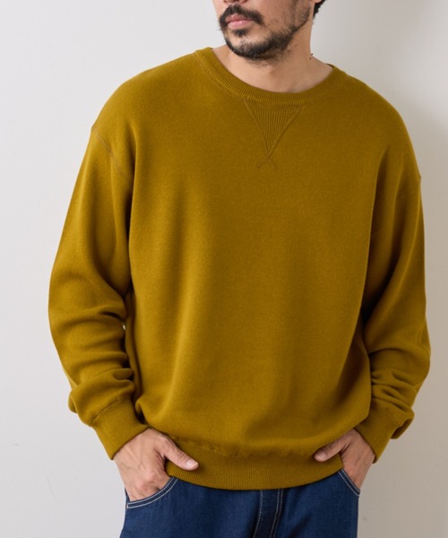 CIAOPANIC TYPY（チャオパニックティピー）の「【OSORO】スウェットライクニット プルオーバー（ニット/セーター・メンズ・ライトグレー/ブラック/グリーン/イエロー/オレンジ・S/M/L/XL）」の4枚目の写真