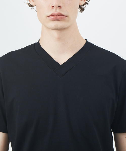 5351 POUR LES HOMMES(ゴーサンゴーイチプールオム)の「【定番】無地 Vネック 半袖 Tシャツ(Tシャツ/カットソー・メンズ・ブラック/ホワイト・46/44/50/48)」の6枚目の写真