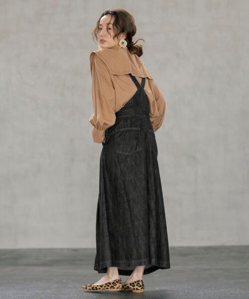 coen（コーエン）の「■プレミアムデニムコレクション■デニムサロペットスカート（ジャンパースカート・レディース・ブラック/ネイビー・MEDIUM/LARGE）」の3枚目の写真