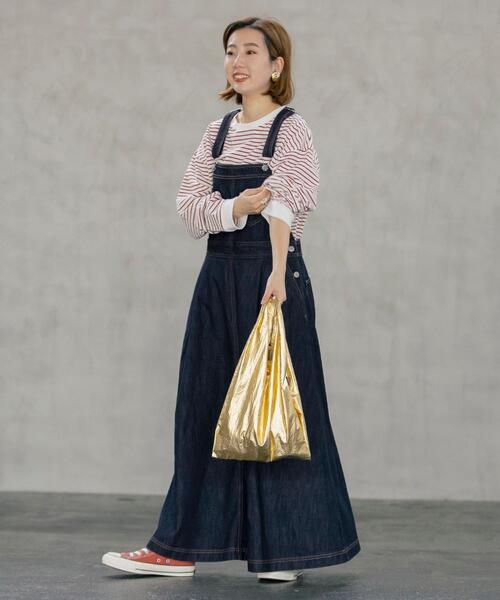 coen（コーエン）の「■プレミアムデニムコレクション■デニムサロペットスカート（ジャンパースカート・レディース・ブラック/ネイビー・MEDIUM/LARGE）」の4枚目の写真