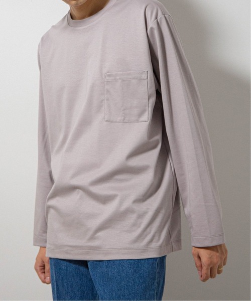 EDIFICE(エディフィス)の「ポンチ ワイド ポケット ロングスリーブ Tシャツ(Tシャツ/カットソー・メンズ・ライトパープル/ベージュ/カーキ/コバルトブルー・MEDIUM/LARGE/SMALL)」の4枚目の写真