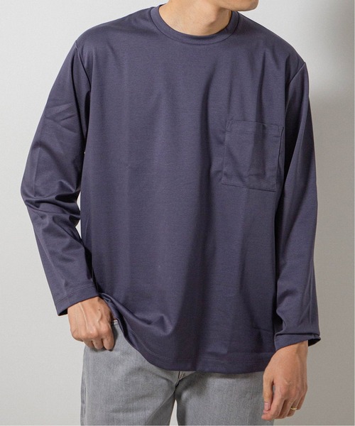 EDIFICE(エディフィス)の「ポンチ ワイド ポケット ロングスリーブ Tシャツ(Tシャツ/カットソー・メンズ・ライトパープル/ベージュ/カーキ/コバルトブルー・MEDIUM/LARGE/SMALL)」の1枚目の写真