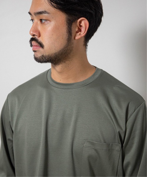 EDIFICE(エディフィス)の「ポンチ ワイド ポケット ロングスリーブ Tシャツ(Tシャツ/カットソー・メンズ・ライトパープル/ベージュ/カーキ/コバルトブルー・MEDIUM/LARGE/SMALL)」の5枚目の写真