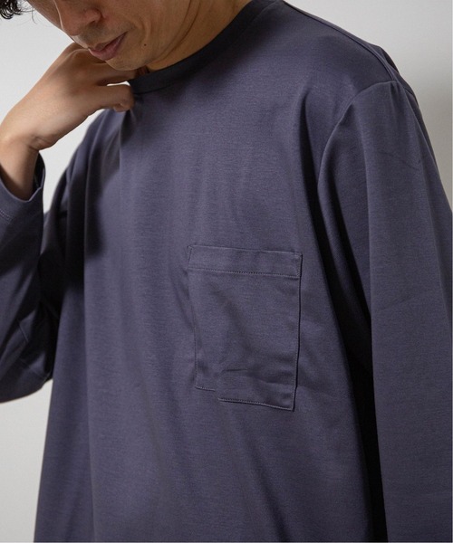 EDIFICE(エディフィス)の「ポンチ ワイド ポケット ロングスリーブ Tシャツ(Tシャツ/カットソー・メンズ・ライトパープル/ベージュ/カーキ/コバルトブルー・MEDIUM/LARGE/SMALL)」の6枚目の写真